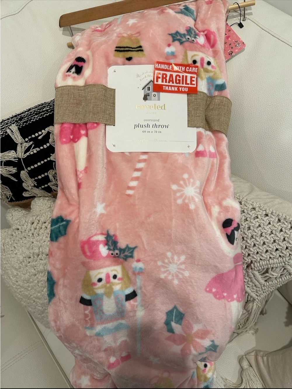 Beautiful Christmas Pink Nutcracker Oversized Plush Throw
